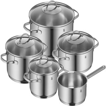 comprar WMF Provence Plus - Bateria de Cocina 5 Piezas, Acero Inoxidable Apto para Induccion, 1 Cacerola Baja de 20 cm, 3 Cacerolas Altas de 16 cm, 20 cm y 24 cm, 1 Cazo 16 cm con 4 Tapas de Cristal