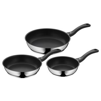 comprar WMF Devil - Juego de 3 Sartenes Antiadherentes 20-24-28 cm, Sarten de Acero Inoxidable y Revestimiento Antiadherente para Todo Tipo de Cocinas Incluido Induccion, sin PFOA, Color Negro