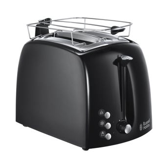 comprar Russell Hobbs Tostadora Textures Plus - 2 Ranuras Cortas y Anchas, Tostador para 2 Rebanadas, Bandeja Recogemigas, Calientapanecillos, Funcion Cancelar y Descongelar, Negro - 22601-56