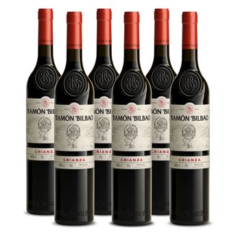 comprar Ramon Bilbao Crianza - Vino tinto D.O. La Rioja, 100% Tempranillo - Caja de 6 botellas X 750ml - Vino Oficial de la Seleccion Espanola de Futbol