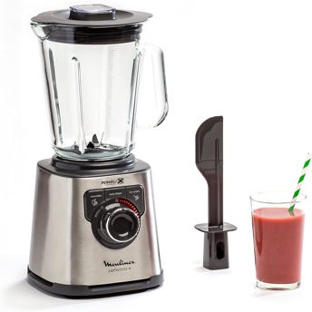 comprar Moulinex Perfect Mix+, Batidora de vaso 1200 W, jarra de vidrio resistente, acabados en acero inoxidable, selector de velocidad retroiluminado, 3 programas automaticos, modo manual y autoclean, LM811D