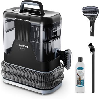 comprar Rowenta Clean It, Aspirador de tapicerias, Deposito extraible de 1,8L de agua limpia y 1,5L de agua residual, Limpieza rapida de derrames y manchas, Potencia de 400 W, Compacto y portatil, IN5010F0