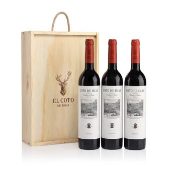 comprar El Coto - Estuche de madera Regalo 3 botellas Coto Imaz Reserva, Vino tinto D.O. Ca. Rioja, Variedad Tempranillo, Potente y Equilibrado, Estuche 3 botellas, 750 ml