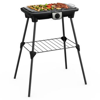 comprar Tefal EasyGrill XXL Barbacoa electrica con pies, amplia superficie de coccion, 2500 W, termostato ajustable, cocina simultanea, uso interior y exterior, cortavientos BG921812