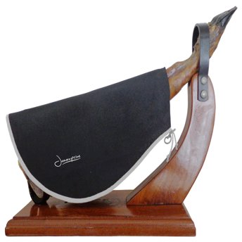 comprar Cubre Jamon Color Negro con Borde Gris - Funda para Jamon Jamonprive - Ideal para Proteger Jamones y Paletas Serranas o Ibericas - 40% Algodon y 60% Fibra